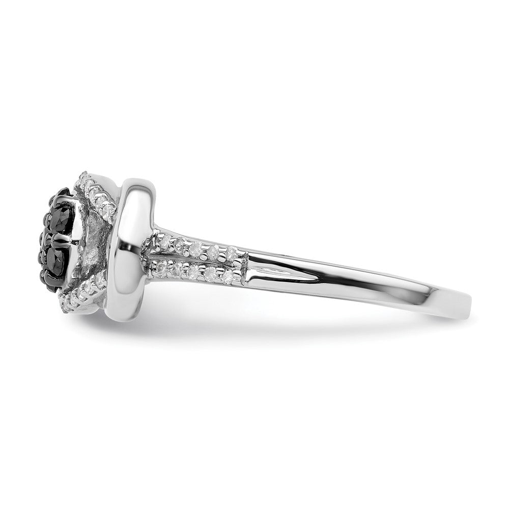 Sterlingsilber Weiß Nacht Rhodiniert Schwarz und Diamant Liebe Knoten Ring (size 8 Nur)