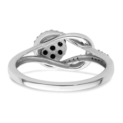 Sterlingsilber Weiß Nacht Rhodiniert Schwarz und Diamant Liebe Knoten Ring (size 8 Nur)