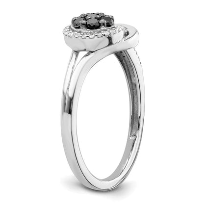 Sterlingsilber Weiß Nacht Rhodiniert Schwarz und Diamant Liebe Knoten Ring (size 8 Nur)