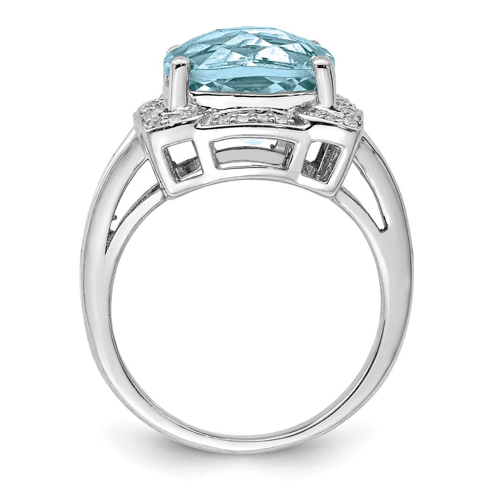 Sterlingsilber Rhodium Karo Schliff Himmel Blautopas & Diamant Ring (size 5 Nur)