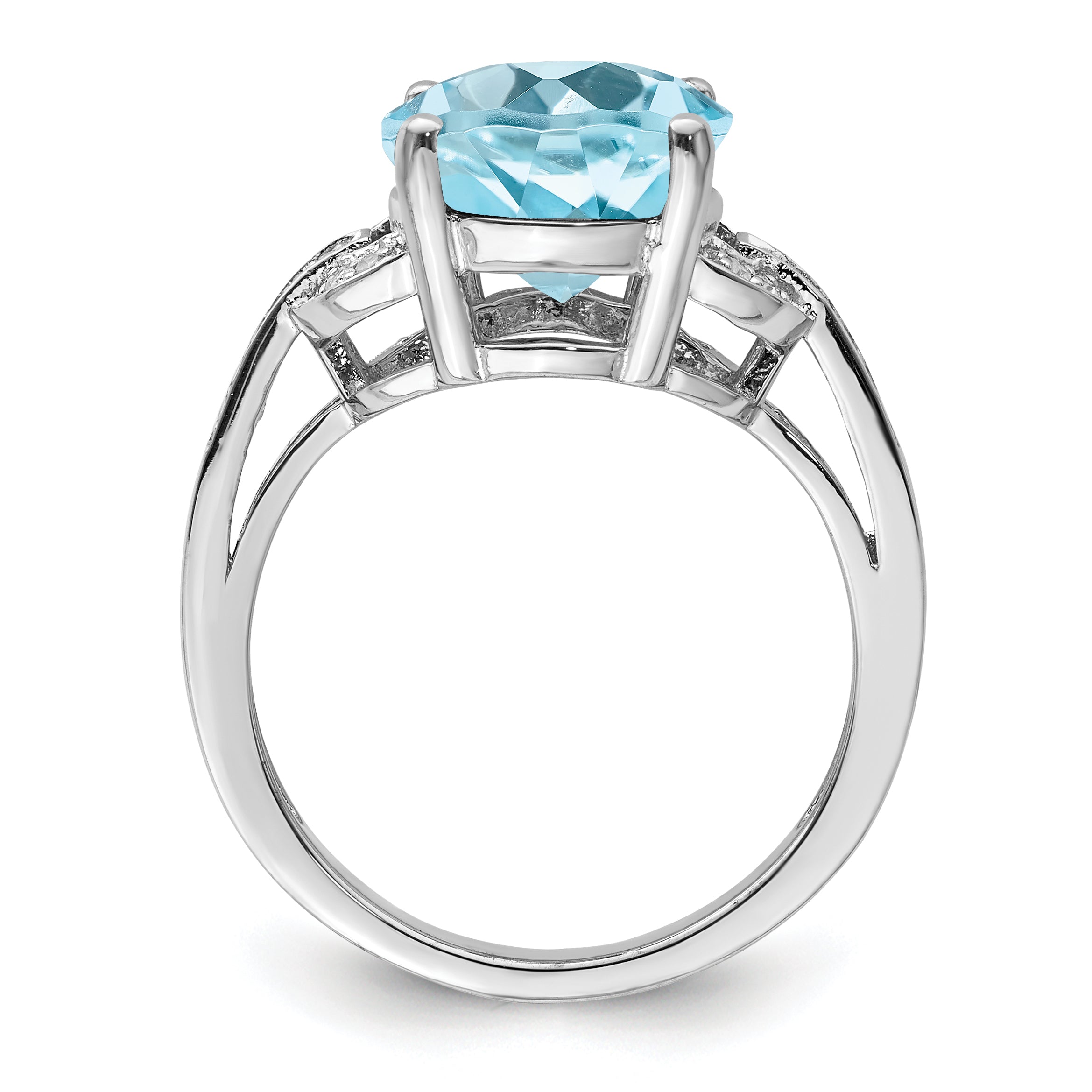 Sterlingsilber Rhodium Himmel Blautopas & Diamant Ring
