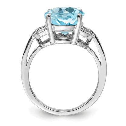 Sterlingsilber Rhodium Himmel Blautopas & Diamant Ring