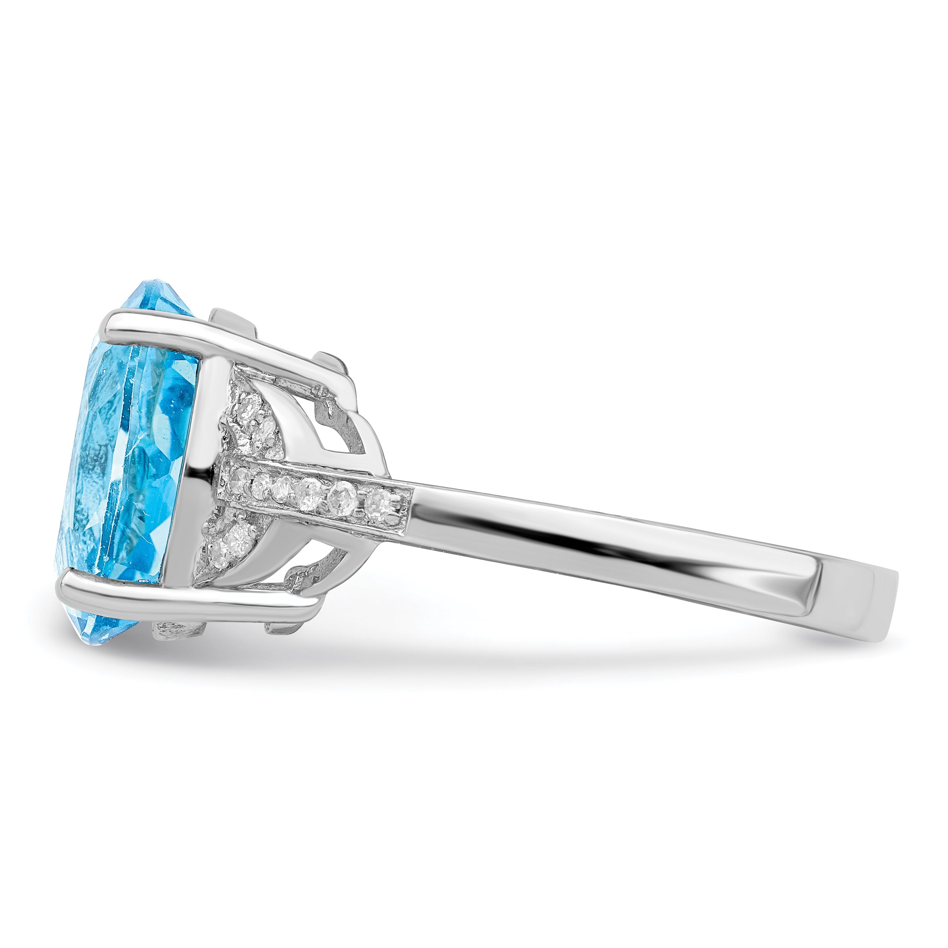Sterlingsilber Rhodium Himmel Blautopas & Diamant Ring