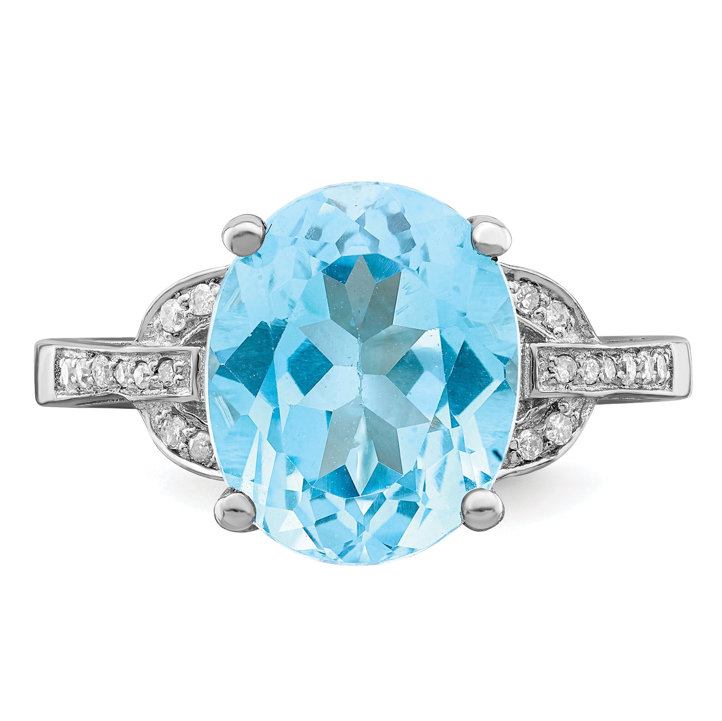 Sterlingsilber Rhodium Himmel Blautopas & Diamant Ring