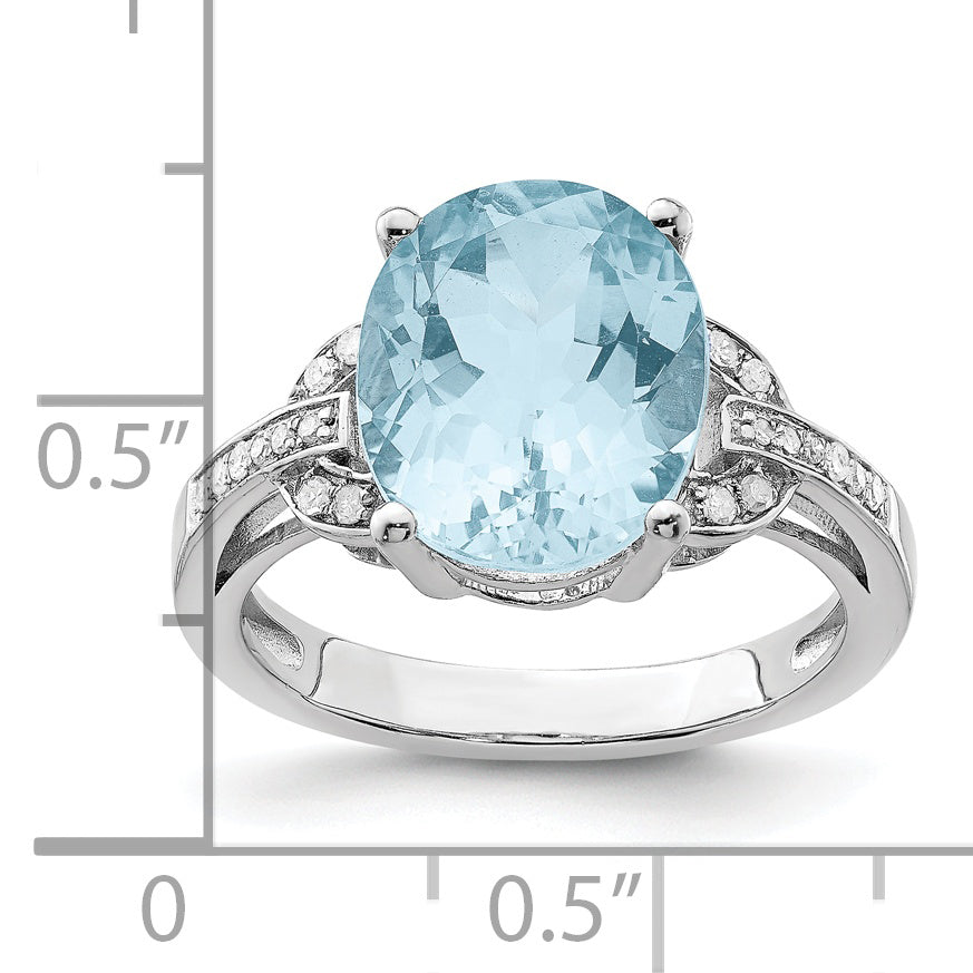Sterlingsilber Rhodium Himmel Blautopas & Diamant Ring