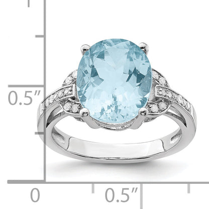 Sterlingsilber Rhodium Himmel Blautopas & Diamant Ring