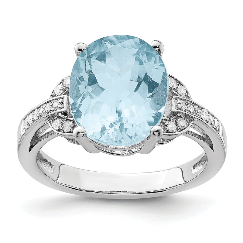 Sterlingsilber Rhodium Himmel Blautopas & Diamant Ring