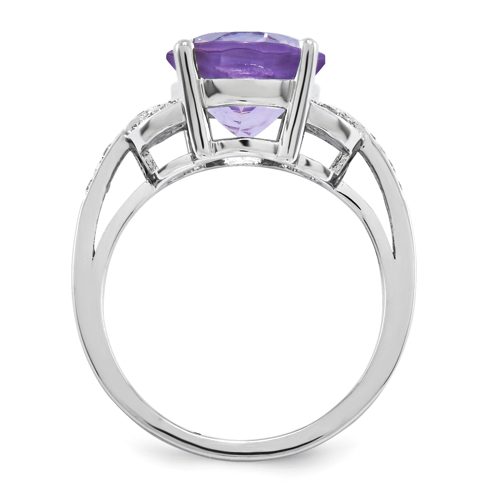 Sterlingsilber Rhodiniert Rosa Quarz & Diamant Ring