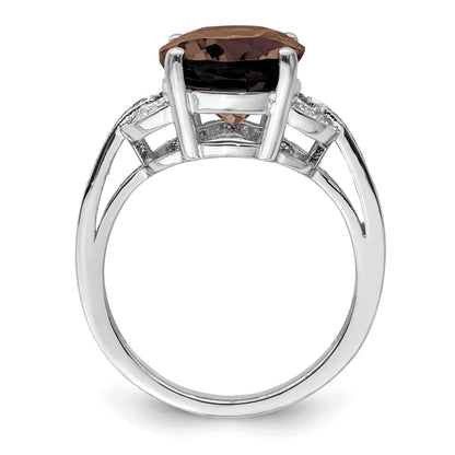Sterlingsilber Rhodium Rauch Quarz & Diamant Ring