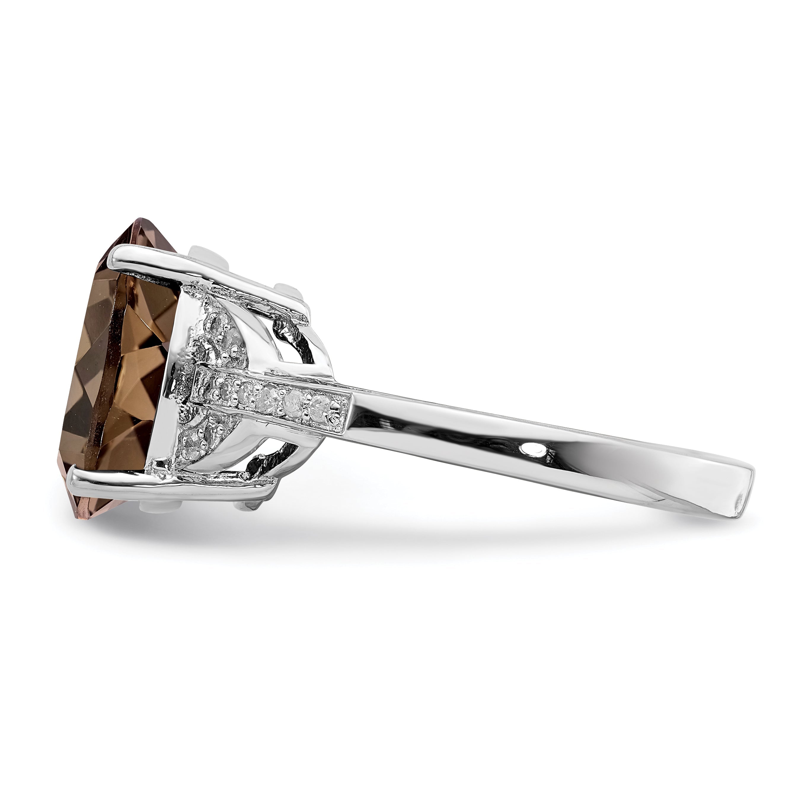 Sterlingsilber Rhodium Rauch Quarz & Diamant Ring