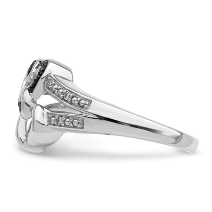 Sterlingsilber Weiß Nacht Rhodiniert Schwarz und Diamant Herz Ring
