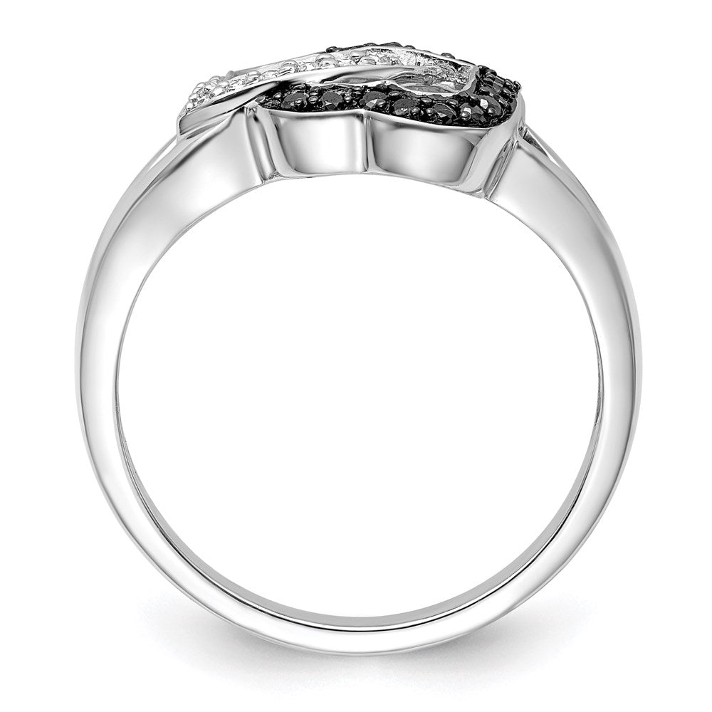 Sterlingsilber Weiß Nacht Rhodiniert Schwarz und Diamant Herzen Ring