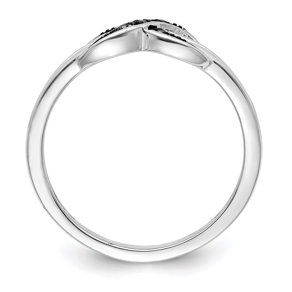 Sterlingsilber Weiß Nacht Rhodiniert Schwarz und Diamant Ring
