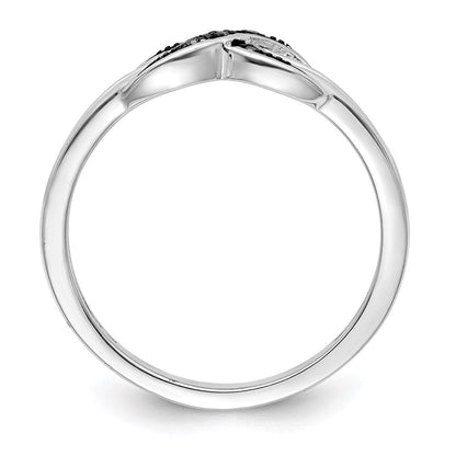 Sterlingsilber Weiß Nacht Rhodiniert Schwarz und Diamant Ring