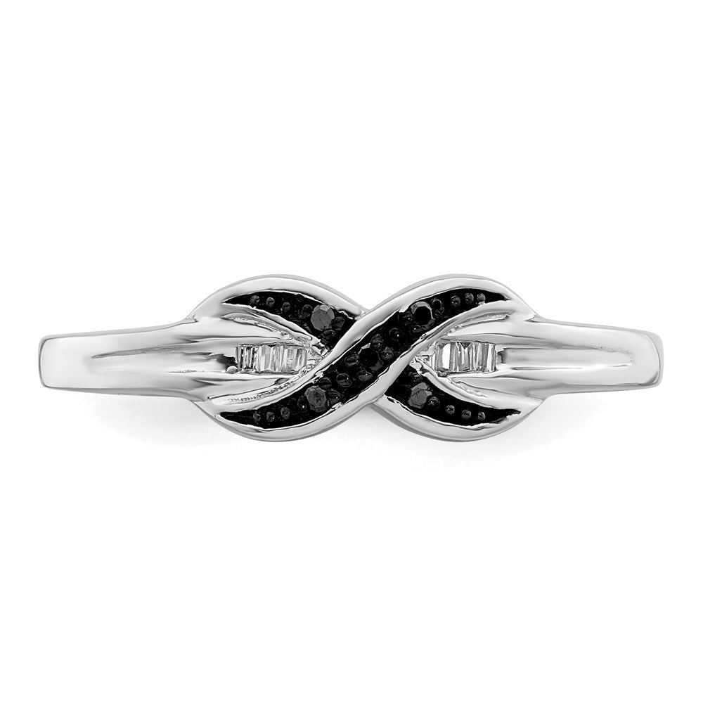 Sterlingsilber Weiß Nacht Rhodiniert Schwarz und Diamant Ring