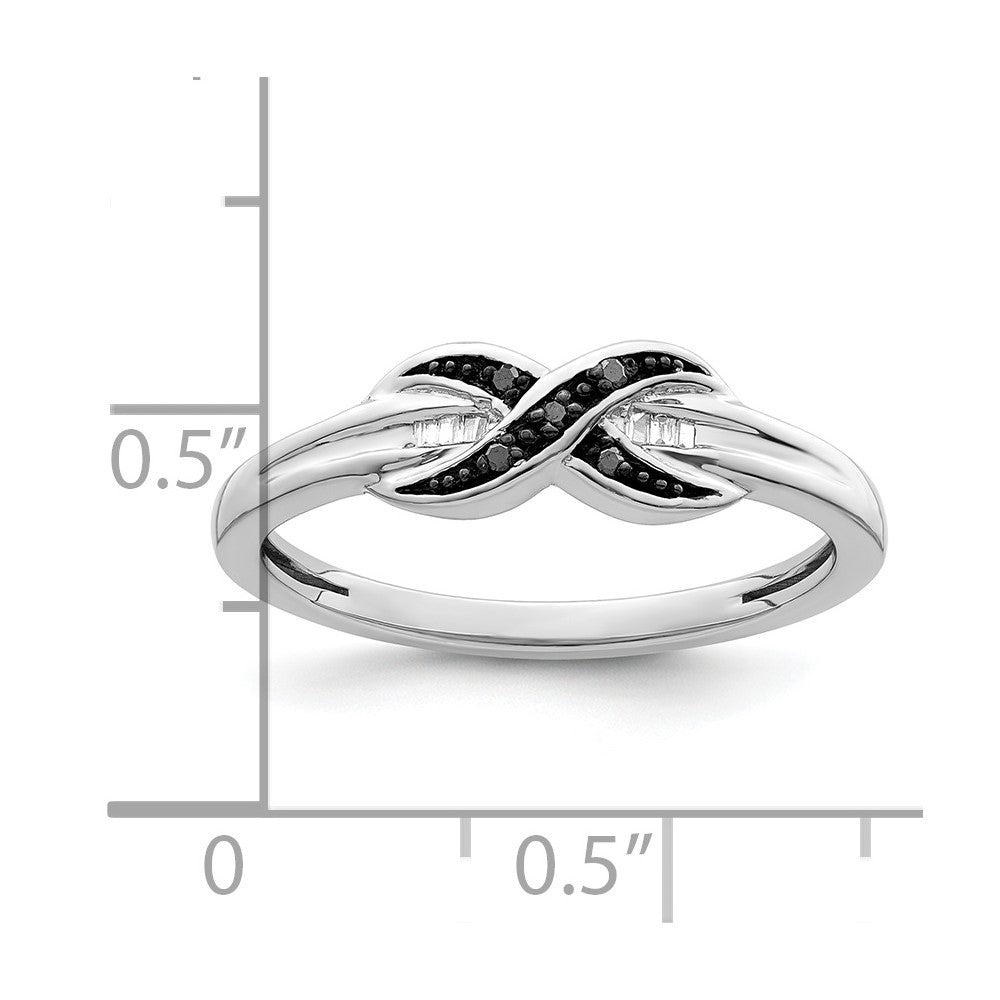 Sterlingsilber Weiß Nacht Rhodiniert Schwarz und Diamant Ring