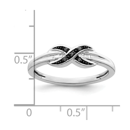 Sterlingsilber Weiß Nacht Rhodiniert Schwarz und Diamant Ring