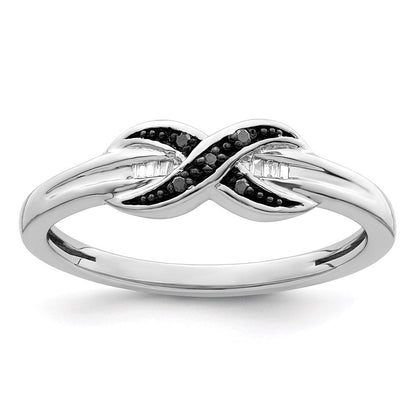 Sterlingsilber Weiß Nacht Rhodiniert Schwarz und Diamant Ring