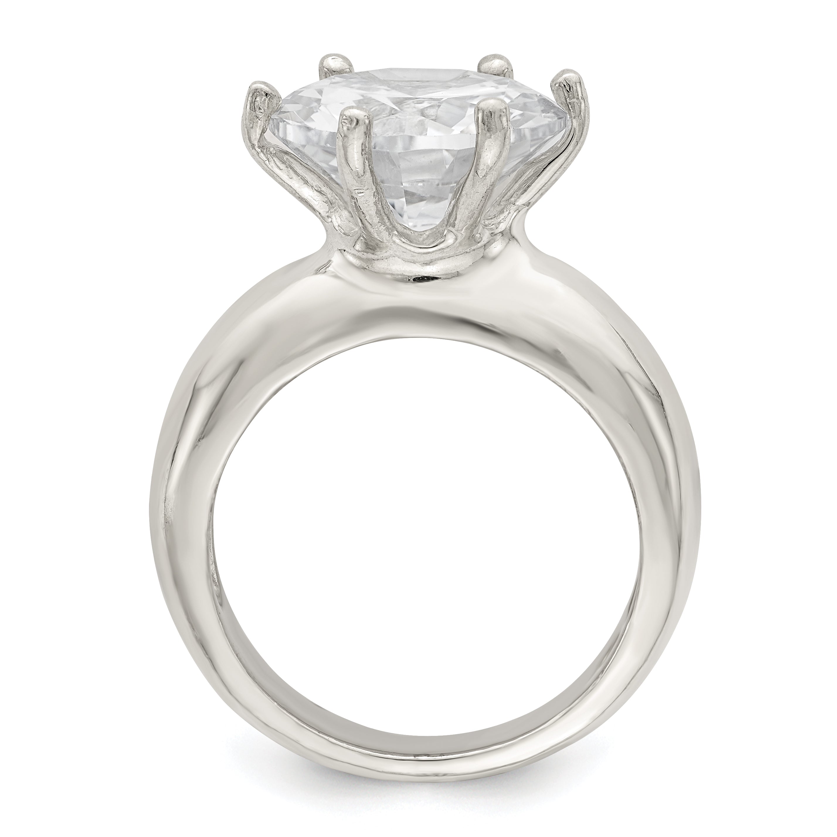 Sterlingsilber Solitär Rund Zirkonia Ring