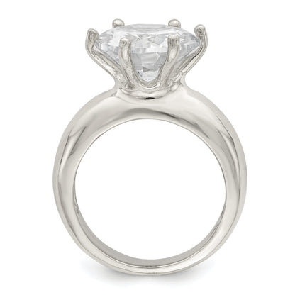 Sterlingsilber Solitär Rund Zirkonia Ring