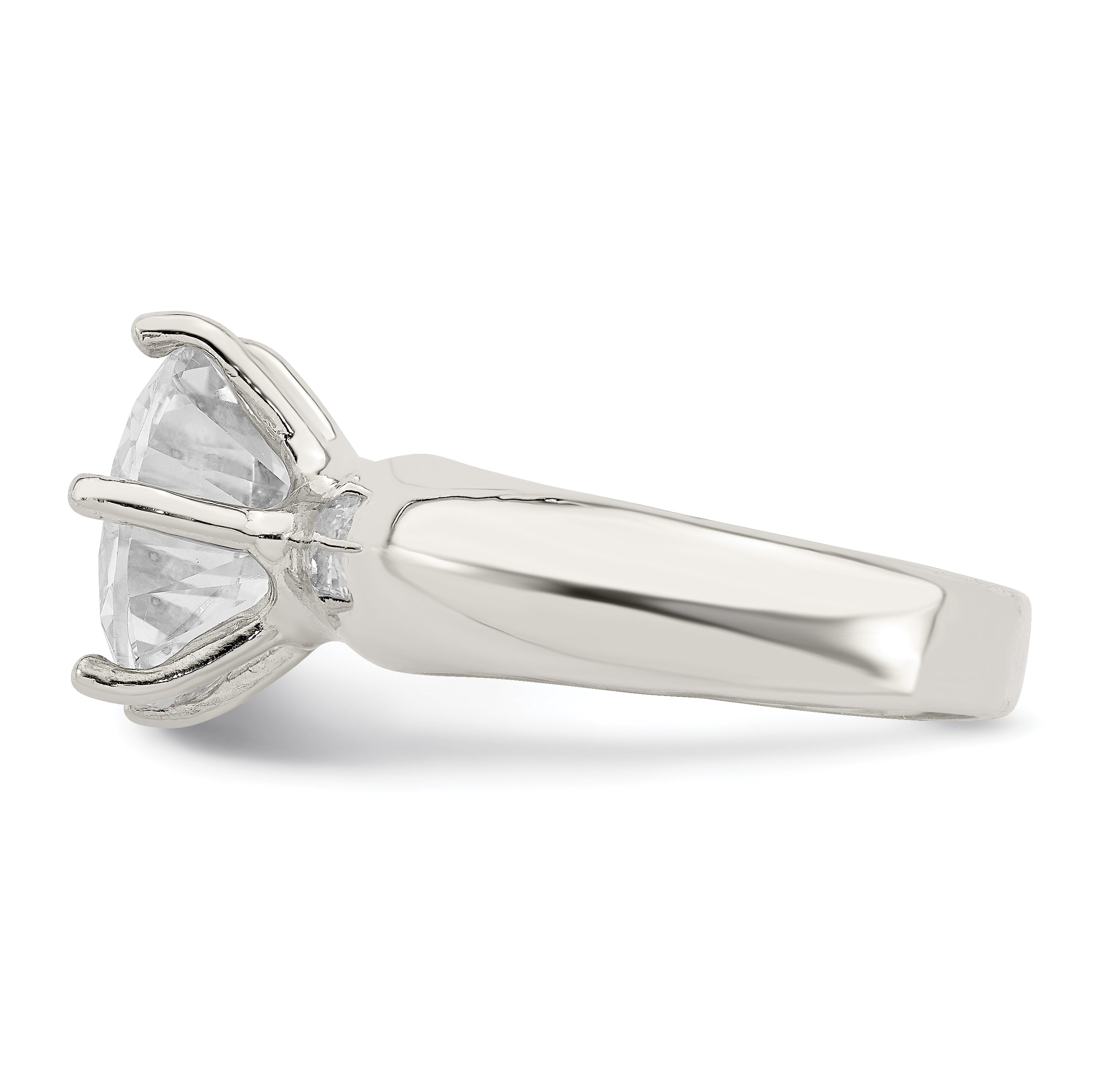 Sterlingsilber Solitär Rund Zirkonia Ring
