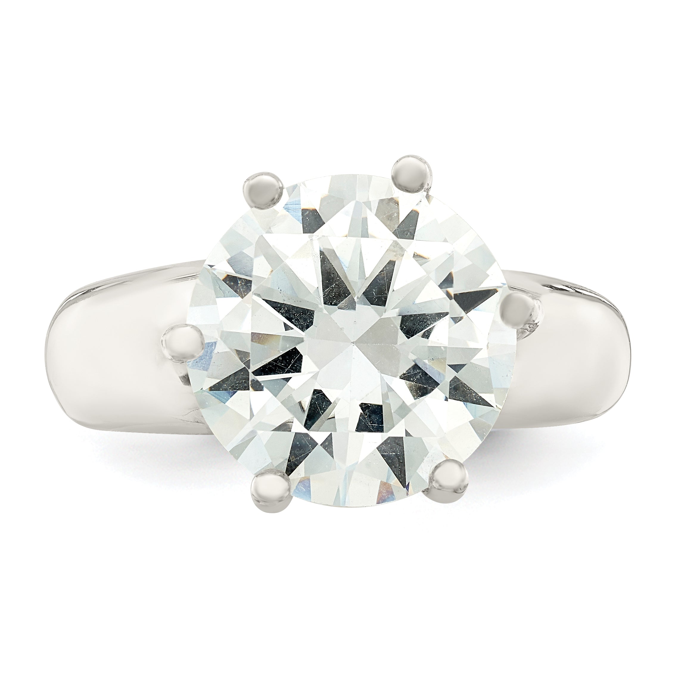 Sterlingsilber Solitär Rund Zirkonia Ring