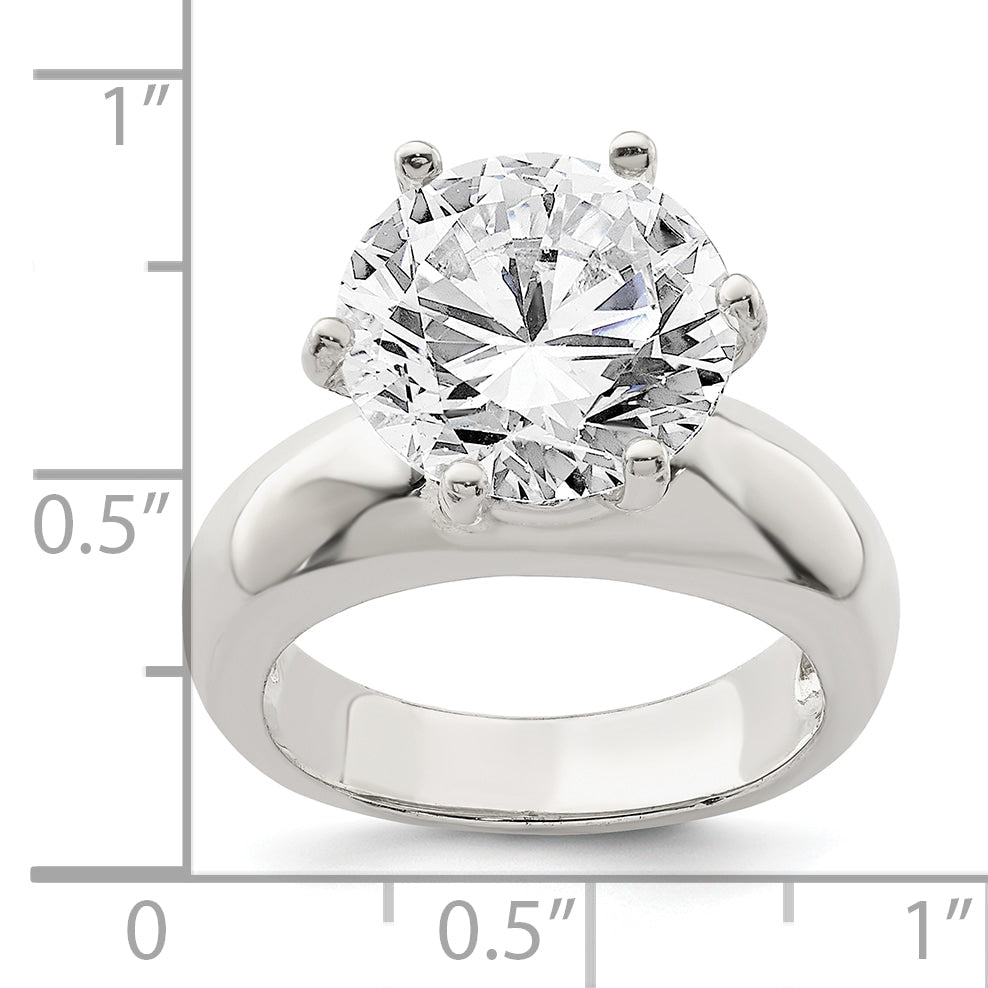 Sterlingsilber Solitär Rund Zirkonia Ring