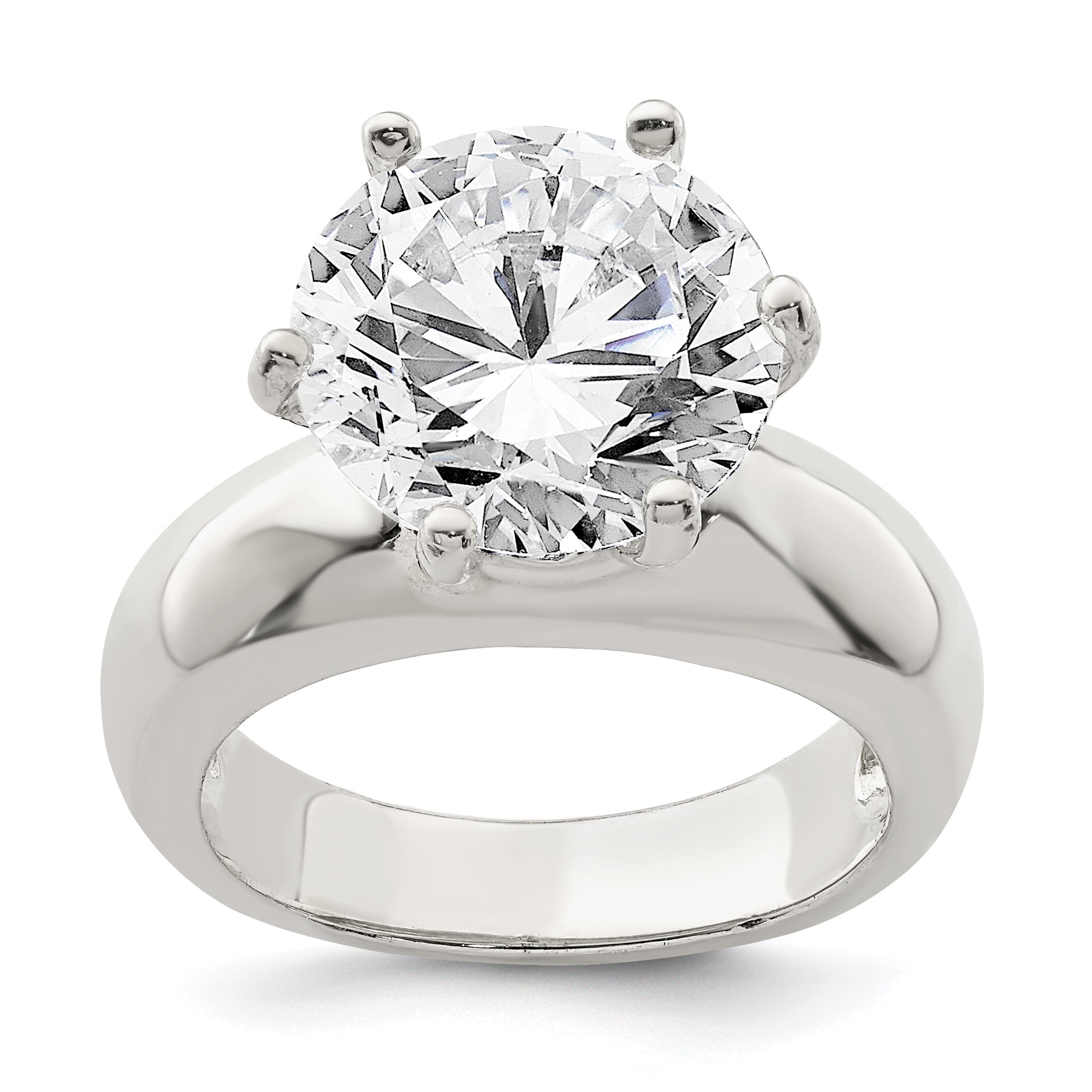 Sterlingsilber Solitär Rund Zirkonia Ring