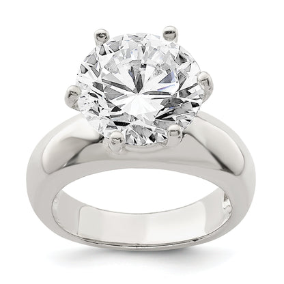 Sterlingsilber Solitär Rund Zirkonia Ring