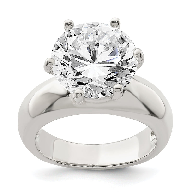 Sterlingsilber Solitär Rund Zirkonia Ring