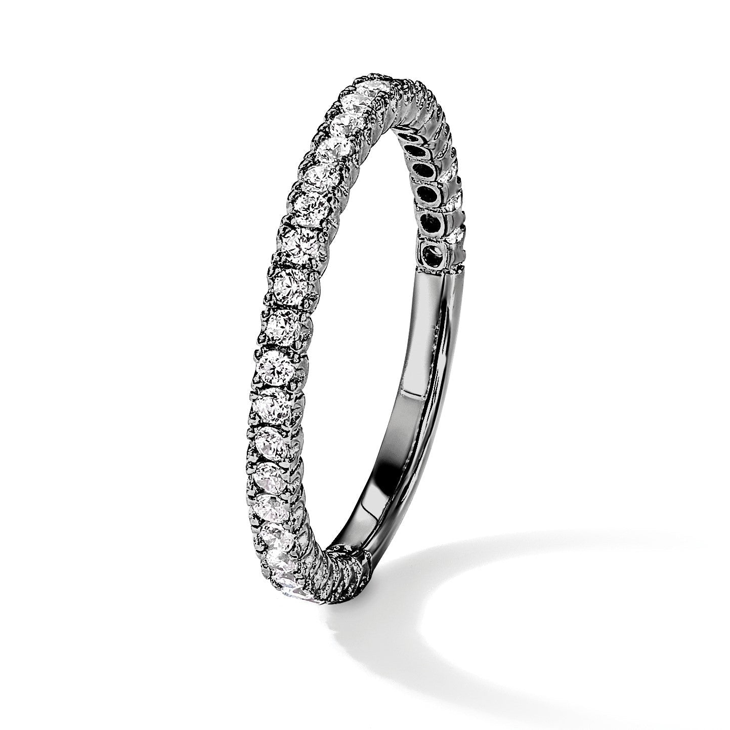 Sterlingsilber Schimmernd Schwarz Rhodiniert 28 Stein Zirkonia Ring