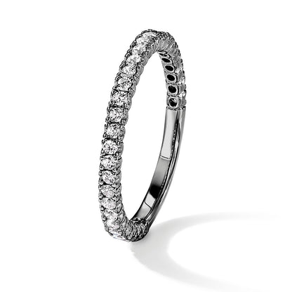 Sterlingsilber Schimmernd Schwarz Rhodiniert 28 Stein Zirkonia Ring