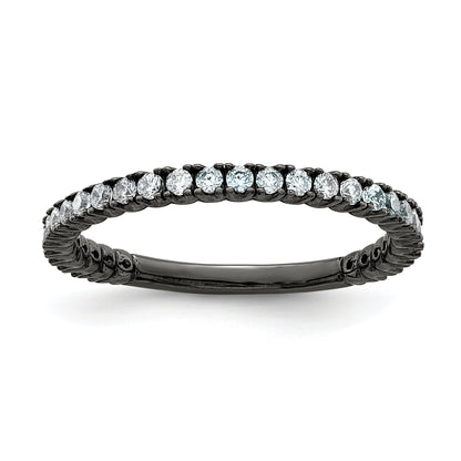 Sterlingsilber Schimmernd Schwarz Rhodiniert 28 Stein Zirkonia Ring