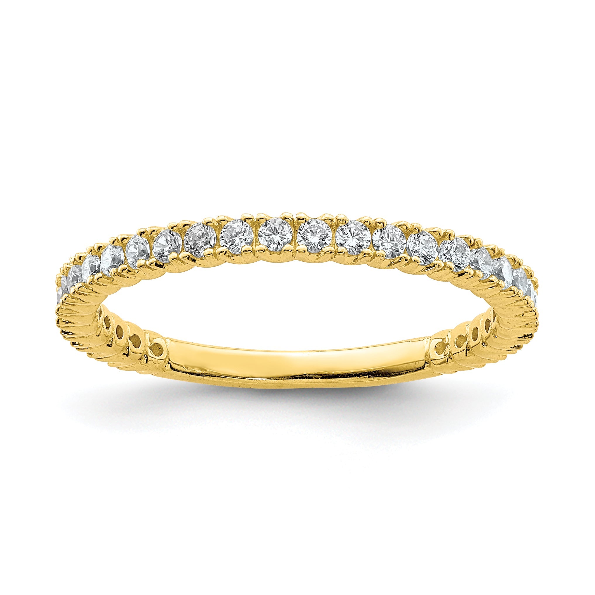 Sterlingsilber Schimmernd Goldfarben Glanz Beschichtet 28 Stein Zirkonia Ring
