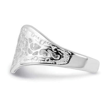 Sterlingsilber Poliert Herz Wirbel Design Ring (size 7 Nur)