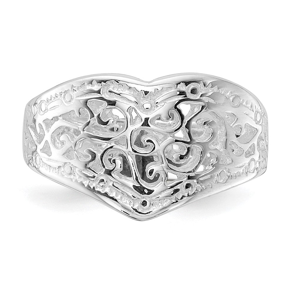 Sterlingsilber Poliert Herz Wirbel Design Ring (size 7 Nur)