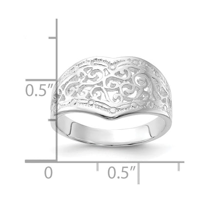 Sterlingsilber Poliert Herz Wirbel Design Ring (size 7 Nur)
