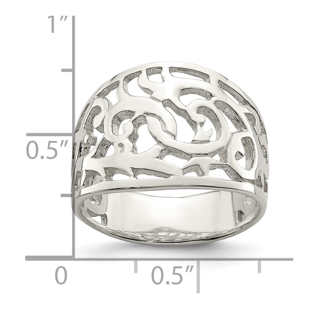 Sterlingsilber Rhodiniert Wirbel Ring
