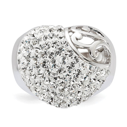 Sterlingsilber Rhodiniert Stellux Kristall Herz Ring