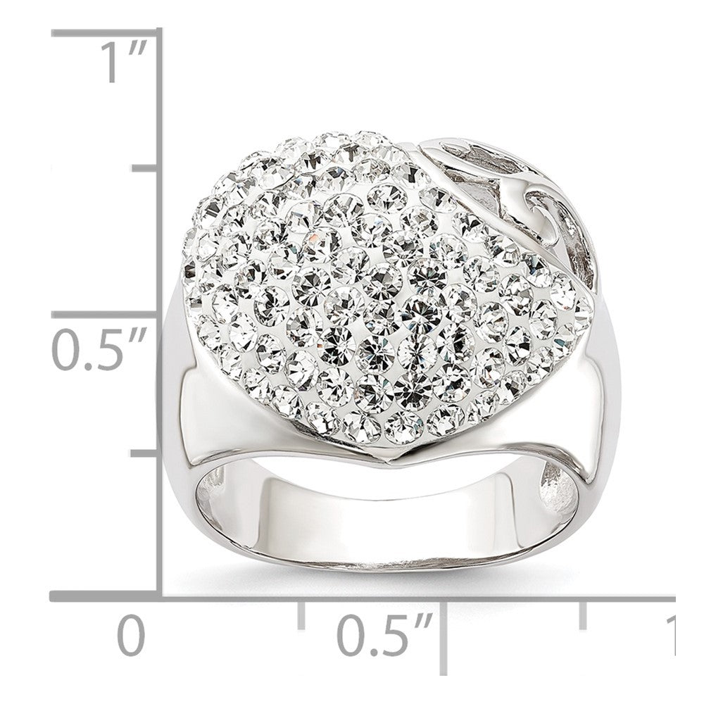 Sterlingsilber Rhodiniert Stellux Kristall Herz Ring