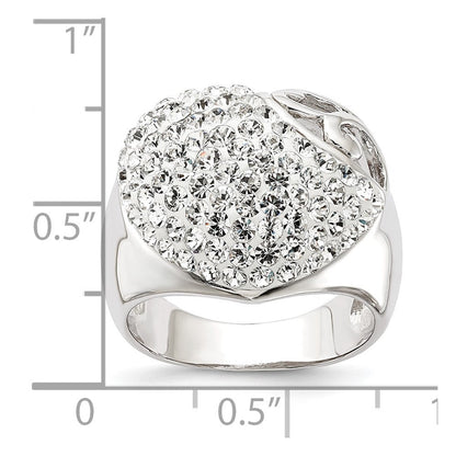 Sterlingsilber Rhodiniert Stellux Kristall Herz Ring