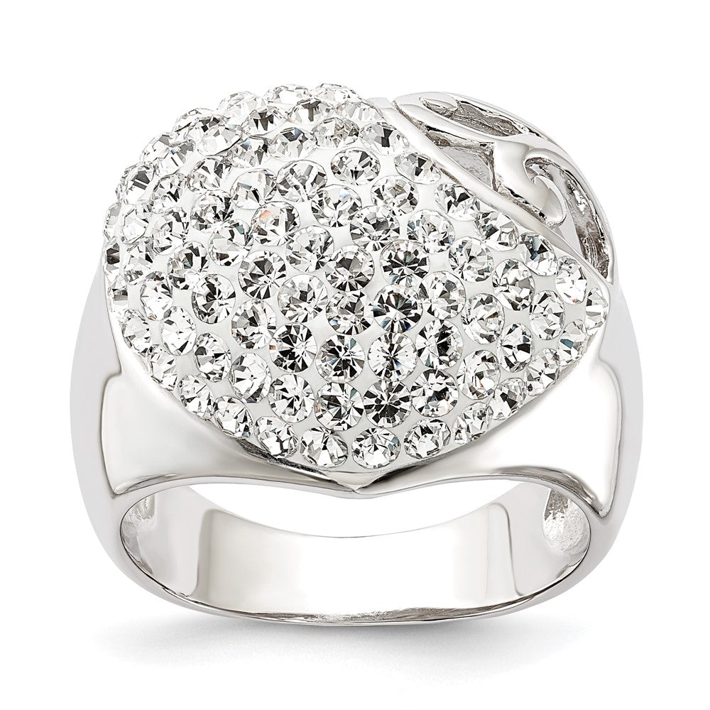 Sterlingsilber Rhodiniert Stellux Kristall Herz Ring