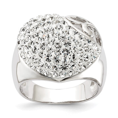 Sterlingsilber Rhodiniert Stellux Kristall Herz Ring