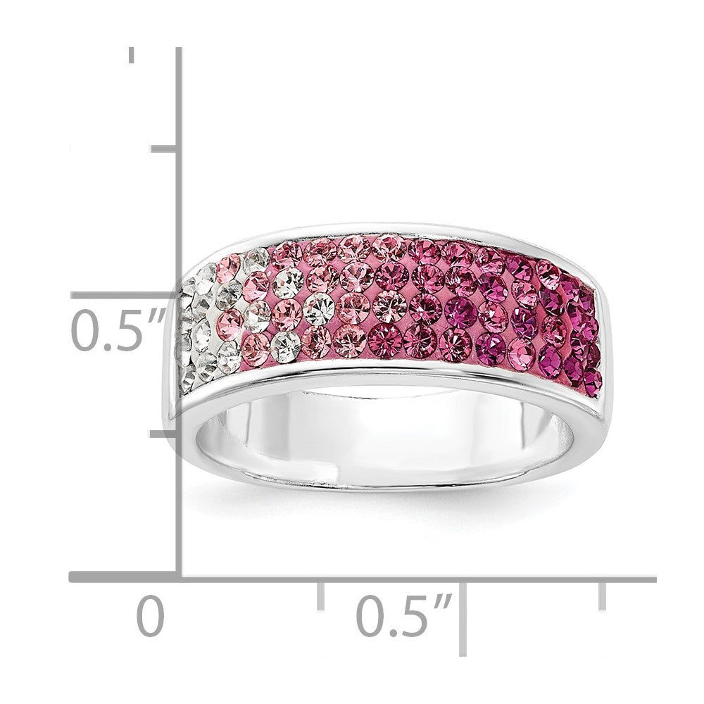 Sterlingsilber Stellux Kristall Rosa & Weiß Ombre Ring (size 7 Nur)
