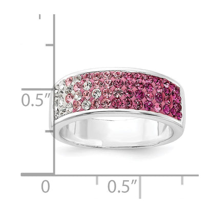 Sterlingsilber Stellux Kristall Rosa & Weiß Ombre Ring (size 7 Nur)