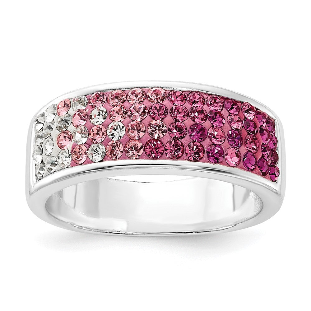 Sterlingsilber Stellux Kristall Rosa & Weiß Ombre Ring (size 7 Nur)