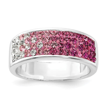 Sterlingsilber Stellux Kristall Rosa & Weiß Ombre Ring (size 7 Nur)