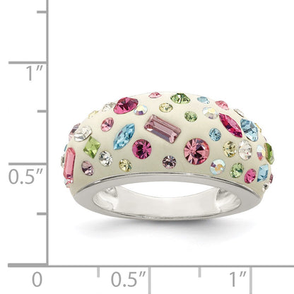 Sterlingsilber Stellux Kristall Mehrfarbig Weiß Ring