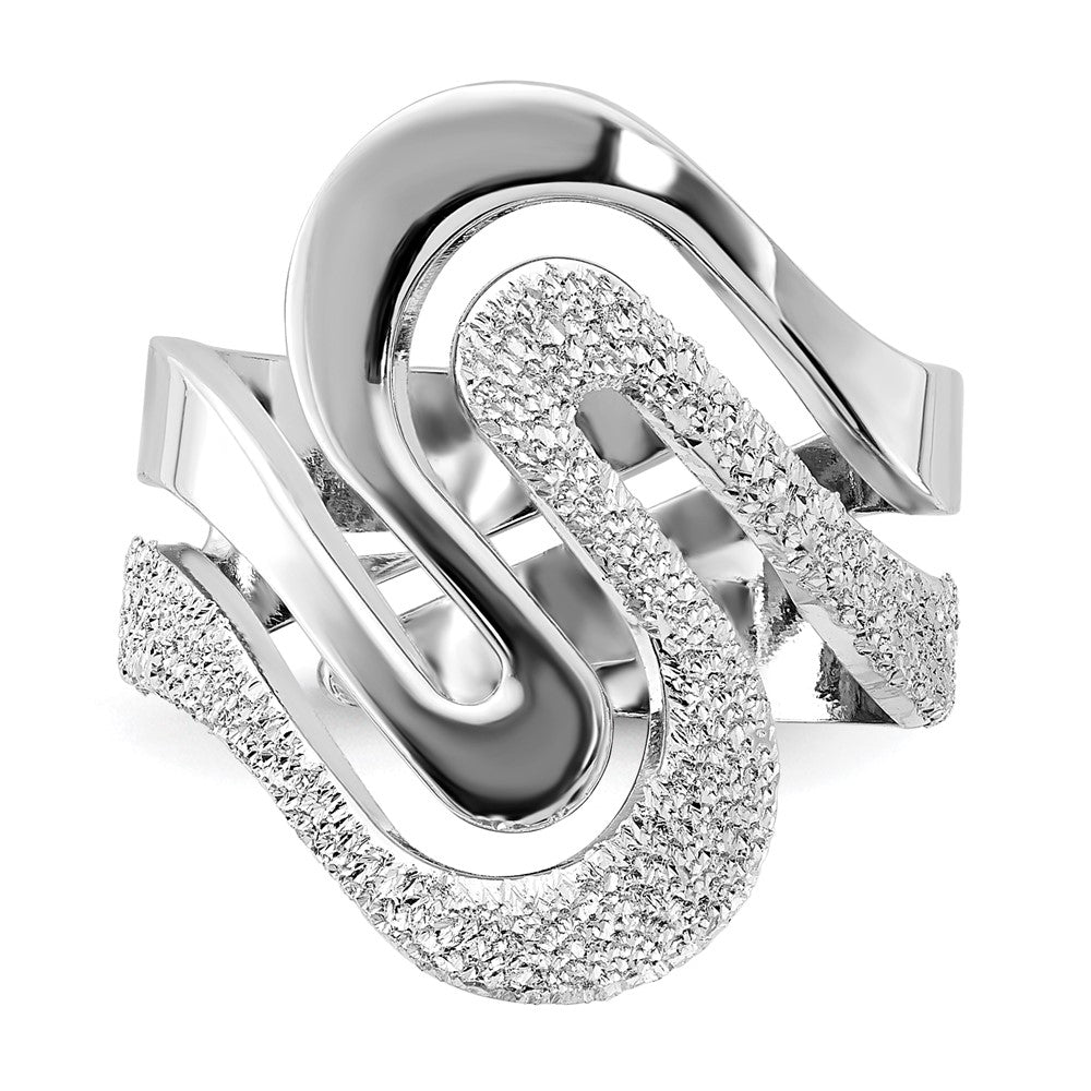 Sterlingsilber Poliert und Strukturiert Wirbel Ring (size 6 Nur)