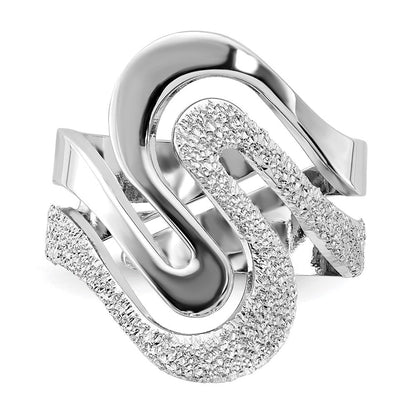 Sterlingsilber Poliert und Strukturiert Wirbel Ring (size 6 Nur)